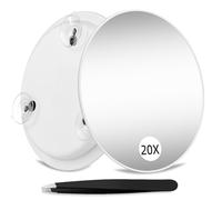 Suupvaor Magnifying Mirror 20X with Suction Cups, 15cm Travel 20X Magnified Mirror Large Round Makeup Mirror with High Magnification, Make up Mirror with Tweezers Sets