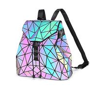 Suuran Geometric Backpack for Women Reflective Holographic Backpacks Luminous Shard Lattice Shoulder Bag Fashion Rucksack, NO.2