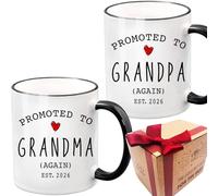 SUUURA-OO Est 2025 Promoted to Grandma Grandpa Again Mugs Set Gift for New Grandparents, Est 2025 Baby Reveal Pregnancy Reveal Announcement Surprise Publicity Mug Gifts, First Time Grandparents Mug