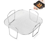 Suuwwn Air Fryer Rack, 304 Stainless Steel Air Fryer Square Serves as A Grill Dehydrator Rack Steaming Rack and Heating Rack for Most Cooking Needs in the Kitchen 20.5 * 20.5 * 9cm