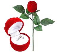 Suvasane Jewellery Red Velvet Rose Ring Vanity Box (Without Ring) for Valentine's Day Gift Propose, Rose Day, Marriage Ceremony, Engagement | (Red) - Single Stem, 25 x 4 x 4, Plastic