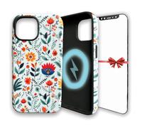 SUVICASA iPhone 14 Case White Floral MagSafe Compatible | Free Screen Protector | Dual Case for Heavy Duty Protective Back | Camera Lens Raised Edges Military Grade Shockproof | White Floral