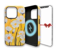 SUVICASA iPhone 14 pro max Case Yellow Floral MagSafe Compatible | Free Screen Protector | Dual Case for Heavy Duty Protective Back | Camera Lens Raised Edges Military Grade Shockproof | Yellow Floral