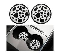 Suvnie 2 PCS Cow Print Car Cup Coaster, 2.76 Inch Anti-Slip Auto Cup Holder Insert Coaster, Bling Crystal Car Drink Cup Mat for Women Girls, Interior Decor Car Accessories (Cow Print)