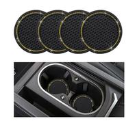 Suvnie 4 PCS Bling Car Cup Holders, 2.75 Inch Silicone Anti-Slip Cup Holder Insert Coasters, Crystal Rhinestone Auto Drink Cup Mat, Interior Decor Car Accessories for Women Girls (Black & Yellow)