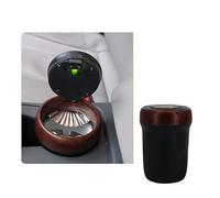 Suvnie Car Ashtray with Lid, Portable Mini Car Trash Can with Color Breathing Light, Detachable Ceramics Smokeless Car Interior Ash Tray, Universal Vehicle Ashtray for Car Office Home (Wood Grain)