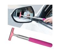 Suvnie Car Rearview Mirror Wiper, Retractable Auto Glass Squeegee Cleaner with Long Rod, Portable Telescopic Windshield Cleaning Tool, Universal Car Accessories for Window Clean (Pink)