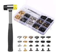 SUVSOON 120 Sets Snap Buttons, Leather Snap Fasteners Kit with Rubber Hammer, 10mm Metal Snaps Buttons Press Studs, for Leather Craft