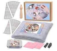 SUVSOON Needle Felting Tools with Felt Pad, 9.84 x 7.87 x 1.38 Inch Needle Felt Pad with 40 PCS Felt Needles & Wooden Needle Handle, Needle Felt Kit for Wool Felting Craft DIY