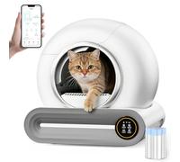 SUW Self Cleaning Litter Box, Automatic Cat Litter Box for Multiple Cats, 65L+9L Robot, 3 Rolls Grabage Liner Bags, 1 Odor Eliminator, Negative ion Deodorization, APP Control, Toilet Monitorin, White