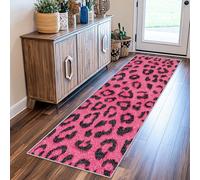 SUWALI Pink Cheetah Print Runner Rugs for Hallway, Leopard Spots Carpet Runners, 60x180cm, Non Slip Washable Soft Low Pile, Floor Runner Mats for Entryway Kitchen Laundry, Room Decor
