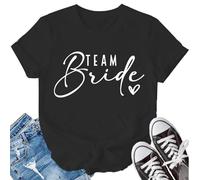 SUWATOIN Bride T-Shirt Bride Team Shirt Bachelorette Party Shirt Bridal Party Tops Bridesmaid Proposal Tees Black