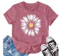 SUWATOIN Daisy T Shirts for Women Flower Graphic Shirt Faith Inspirational Tshirt Basic Tees Tops