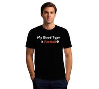 SUWATOIN Football Shirt for Men My Blood Type is Football T-Shirt Sports Lover Tee Tops Black