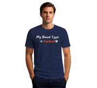 SUWATOIN Football Shirt for Men My Blood Type is Football T-Shirt Sports Lover Tee Tops Blue