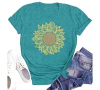 SUWATOIN Sunflower Shirts Women Flower Graphic T-Shirts Inspirational Tees Casual Faith Shirt Short Sleeve Tops
