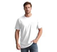 SUWATOIN T Shirts for Men Short Sleeve Crew Neck Basic Summer Tee Tops with Pocket Casual Loose Fitting Blouse White