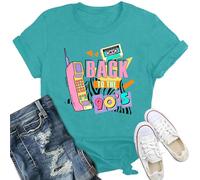 SUWATOIN Womens 90s Vibe Shirt I Love 90s Tshirt Retro Music Lover Tee Tops Cyan