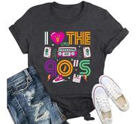 SUWATOIN Womens 90s Vibe Shirt I Love 90s Tshirt Retro Music Lover Tee Tops Grey