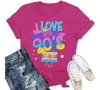 SUWATOIN Womens 90s Vibe Shirt I Love 90s Tshirt Retro Music Lover Tee Tops Pink