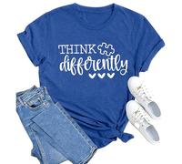 SUWATOIN Womens Autism Awareness Shirt Think Differently Autism Teacher Tshirt Autism Support Month Tee