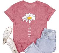 SUWATOIN Womens Daisy Flower Shirts Wildflower T-Shirt Positive Floral Life Tee Tops