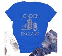SUWATOIN Womens London England Shirt London Tower Bridge Graphic British UK Gift London Souvenir T-Shirt Blue