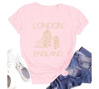 SUWATOIN Womens London England Shirt London Tower Bridge Graphic British UK Gift London Souvenir T-Shirt Pink