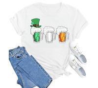 SUWATOIN Womens St Patricks Day Shirt Irish Beer T Shirts Funny St. Patrick's Day Tops Shamrock Shirt St Patricks Day Beer Lover Gifts White