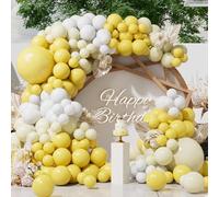 SUWEN 153Pcs Light Pastel Yellow White Balloons Arch Kit