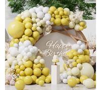 SUWEN 153Pcs Yellow Balloons Arch Kit Garland Different Sizes of 18 10 5 Inch Light Pastel Yellow and White Latex Balloons for Birthday Baby Shower Party Decorations