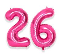 SUWEN 40 Inch Hot Pink 26 Number Balloon Foil 0-9 Birthday Big Numbers
