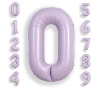 SUWEN 40 Inch Lavender 0 Number Balloon Foil 0-9 Birthday Big Numbers