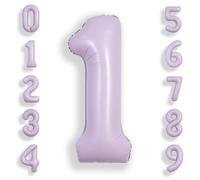 SUWEN 40 Inch Lavender 1 Number Balloon Foil 0-9 Birthday Big Numbers