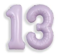 SUWEN 40 Inch Lavender 13 Number Balloon Foil 0-9 Birthday Big Numbers