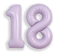 SUWEN 40 Inch Lavender 18 Number Balloon Foil 0-9 Birthday Big Numbers