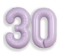 SUWEN 40 Inch Lavender 30 Number Balloon Foil 0-9 Birthday Big Numbers