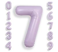 SUWEN 40 Inch Lavender 7 Number Balloon Foil 0-9 Birthday Big Numbers