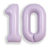 SUWEN 40 Inch Lavender Large 10 Balloon Number Big Foil Helium Number Balloons 0-9 Giant Jumbo Happy 10th Birthday Party Decorations for Boy or Girl Huge Mylar Anniversary Party Supplies