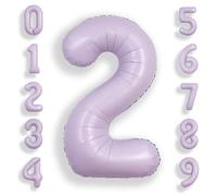 SUWEN 40 Inch Lavender Large 2 Balloon Number Big Foil Helium Number Balloons 0-9 Giant Jumbo Happy 2nd Birthday Party Decorations for Boy or Girl Huge Mylar Anniversary Party Supplies