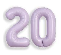 SUWEN 40 Inch Lavender Large 20 Balloon Number Big Foil Helium Number Balloons 0-9 Giant Jumbo Happy 20th Birthday Party Decorations for Boy or Girl Huge Mylar Anniversary Party Supplies