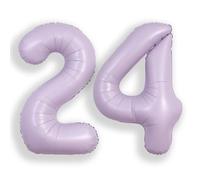 SUWEN 40 Inch Lavender Large 24 Balloon Number Big Foil Helium Number Balloons 0-9 Giant Jumbo Happy 24th Birthday Party Decorations for Boy or Girl Huge Mylar Anniversary Party Supplies