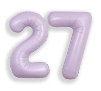 SUWEN 40 Inch Lavender Large 27 Balloon Number Big Foil Helium Number Balloons 0-9 Giant Jumbo Happy 27th Birthday Party Decorations for Boy or Girl Huge Mylar Anniversary Party Supplies