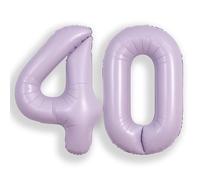 SUWEN 40 Inch Lavender Large 40 Balloon Number Big Foil Helium Number Balloons 0-9 Giant Jumbo Happy 40th Birthday Party Decorations for Boy or Girl Huge Mylar Anniversary Party Supplies