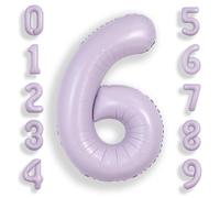 SUWEN 40 Inch Lavender Large 6 Balloon Number Big Foil Helium Number Balloons 0-9 Giant Jumbo Happy 6th Birthday Party Decorations for Boy or Girl Huge Mylar Anniversary Party Supplies