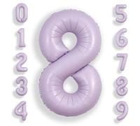 SUWEN 40 Inch Lavender Large 8 Balloon Number Big Foil Helium Number Balloons 0-9 Giant Jumbo Happy 8th Birthday Party Decorations for Boy or Girl Huge Mylar Anniversary Party Supplies