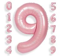 SUWEN 40 Inch Pink Large 9 Number Balloons Big Foil Helium Number Balloons 0-9 Jumbo Happy 9th Mylar Birthday Party Decorations for Girl Anniversary Party Supplies
