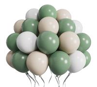SUWEN 60Pcs Sage Green and Sand White 12 Inch Latex Balloons Kit