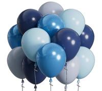 SUWEN Pastel Blue Balloons, 60Pcs 12inch Navy Macaron Light Blue Latex Balloons Kit for Birthday Wedding Bridal Shower Party Decoration