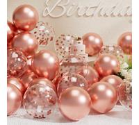 SUWEN Rose Gold Balloons and Confetti Balloons Set 47PCS Shiny Latex Helium Rose Gold Balloon for Birthday Graduation Anniversary Party Decorations